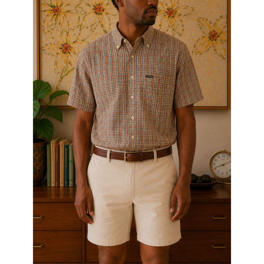 Chaps Mens Multicolor Plaid Short Sleeve Button Down Shirt Size XL Preppy Y2k
